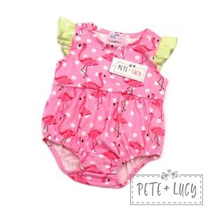 Pete + Lucy Fancy Flamingos Romper
